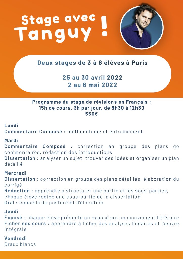 Stages de révisions du Bac de français avec Tanguy Gaudeul